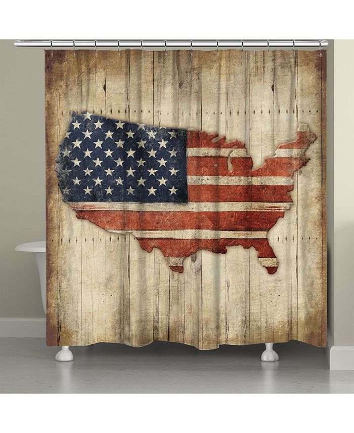 Laural Home - Wooden Flag Shower Curtain
