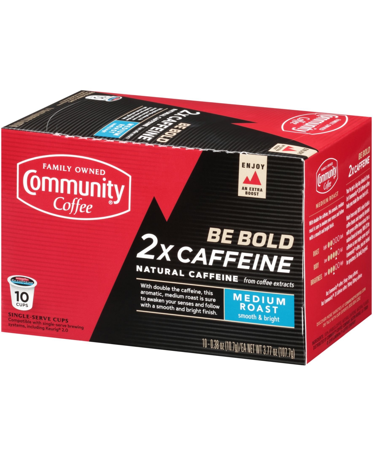 Community Coffee 2X Caffeine Medium Roast Single Serve Pods, Keurig K-Cup Brewer Compatible, Pack of 60