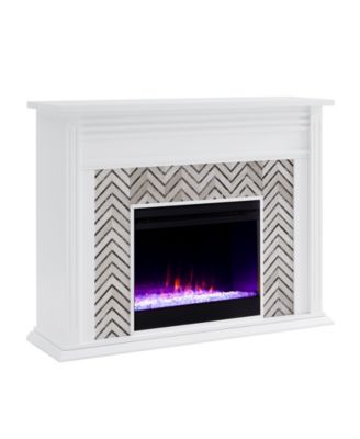 Elior Marble Tiled Color Changing Electric Fireplace