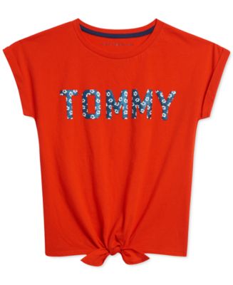 Tommy Hilfiger Big Girls Tie-Dye Logo Light Fleece Crop Top - Macy's
