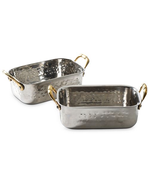 Cravings By Chrissy Teigen Mini Roaster 2 Pc Set In Hammered Stainless Steel Reviews Cookware Kitchen Macy S