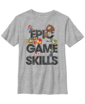 Fifth Sun Nintendo Big Boy's Super Mario Epic Game Skills Character Collage Short Sleeve T-Shirt