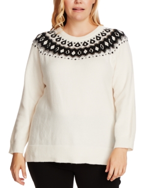 VINCE CAMUTO PLUS SIZE FAIR ISLE KNIT PULLOVER SWEATER
