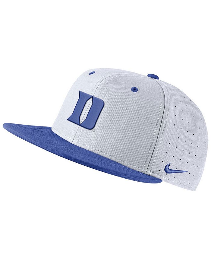 Men's Nike White Duke Blue Devils Aero True Baseball Performance Fitted Hat