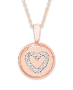 image of Diamond (1/16 ct. t.w.) Heart Pendant in 14k Yellow or Rose Gold