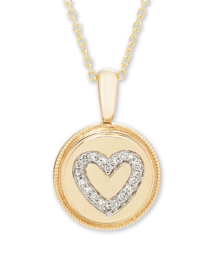 Macy's - Diamond (1/16 ct. t.w.) Heart Pendant in 14k Yellow or Rose Gold