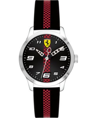 Ferrari - Kid's Pitline Red & Black Silicone Strap Watch 34mm