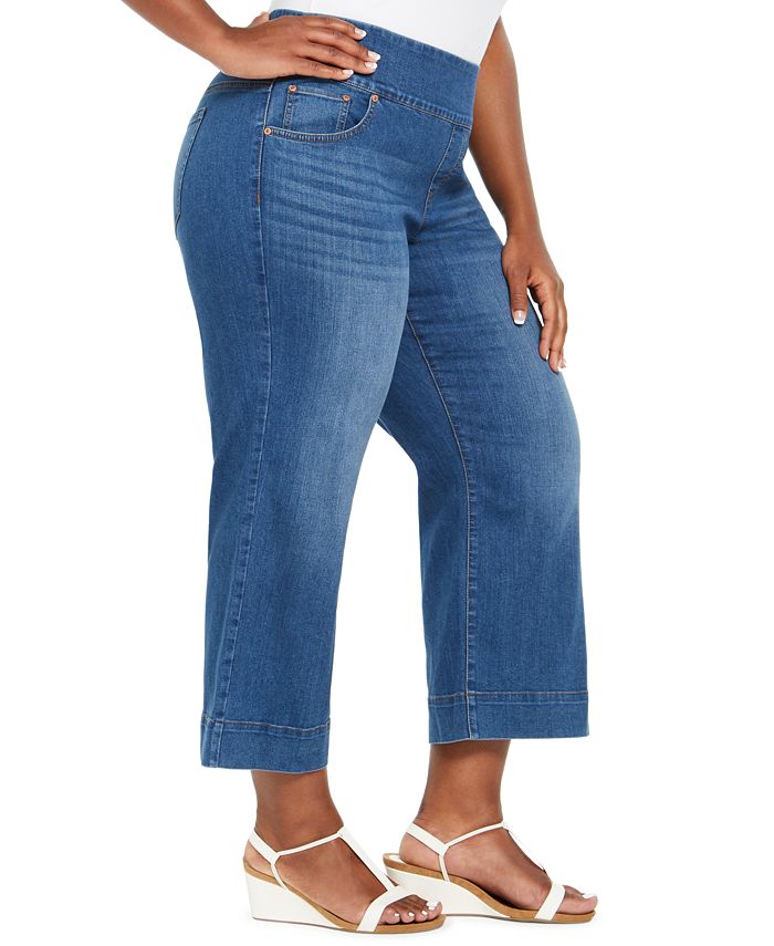 Style & Co Plus Size Pull-On Wide-Leg Jeans, Created for Macy's - Macy's
