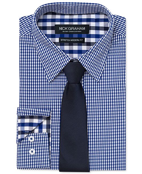 Nick Graham Men's ModernFit Dress Shirt & Tie & Reviews Dress Shirts