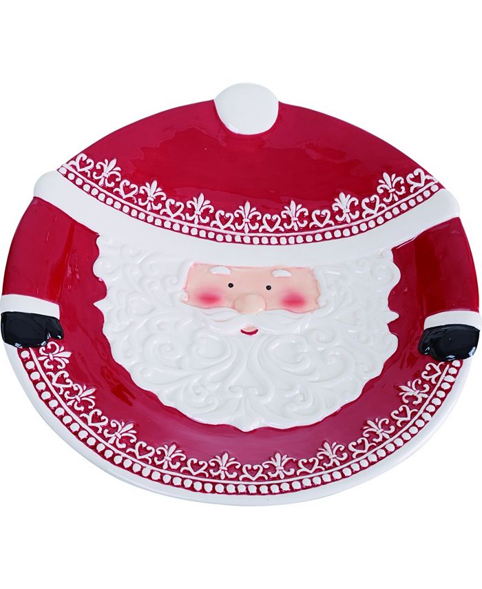 Trans Pac - Dolomite Red Christmas Santa Platter