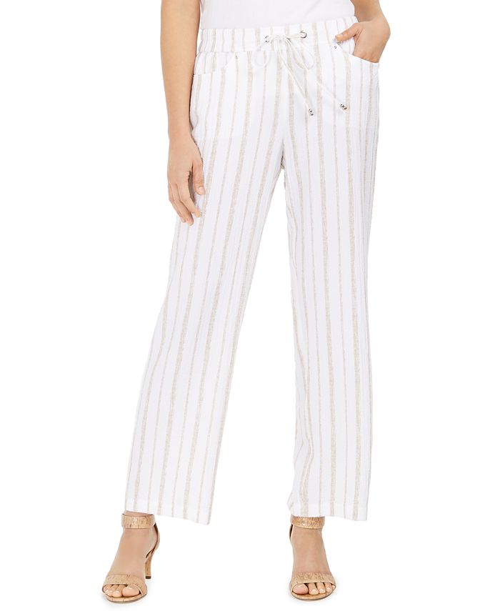 JM Collection Striped Pull-On Pants, Created for Macy's - Macy's