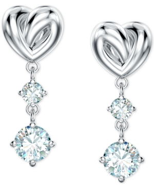 image of Swarovski Heart Knot & Crystal Drop Earrings