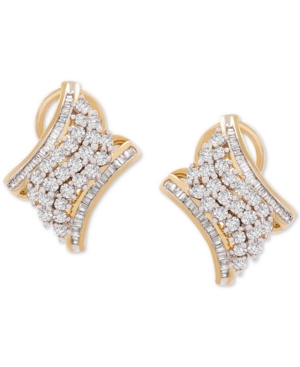 image of Diamond Cluster Huggie Hoop Earrings (1 ct. t.w.) in 10k Gold