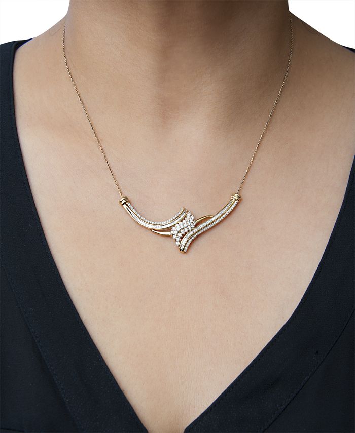 Macy's Diamond Cluster Adjustable Pendant Necklace (1 ct. t.w.) in 10k