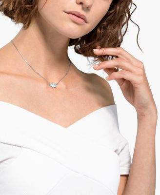 Silver-Tone Double Crystal Pendant Necklace, 14-7/8" + 2" extender