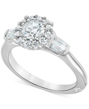Shop Marchesa Diamond Halo Engagement Ring (1-1/4 Ct. T.w.) In 18k White Gold