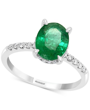 image of Effy Emerald (1-1/2 ct. t.w.) & Diamond (1/5 ct. t.w.) Ring in 14k White Gold