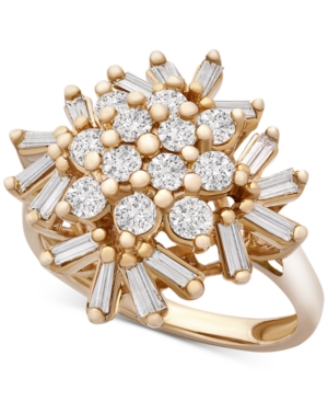 image of Diamond Baguette Snowflake Cluster Statement Ring (1 ct. t.w.) in 10k Gold