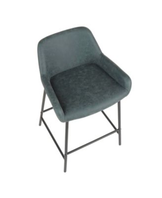 Daniella Industrial Counter Stool in Black Metal and Espresso Faux Leather by - Set Of 2