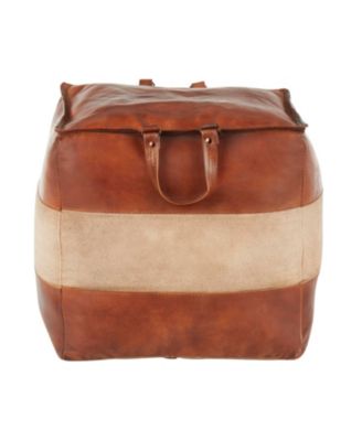 Cobbler Industrial Pouf in Leather and Canvas by Lumisource