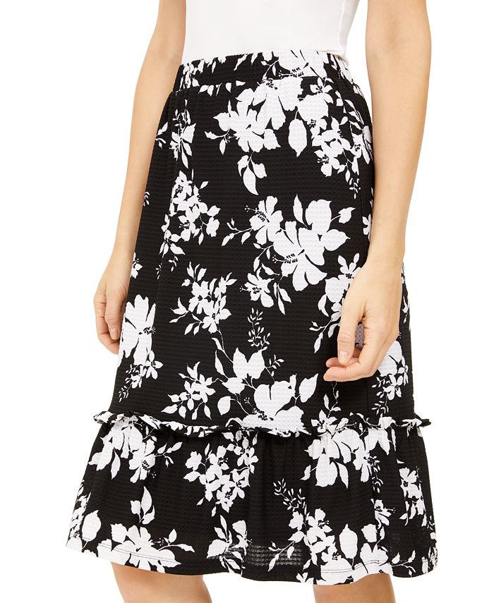 Michael Kors Tropical Shadow Floral Flounce Skirt - Macy's