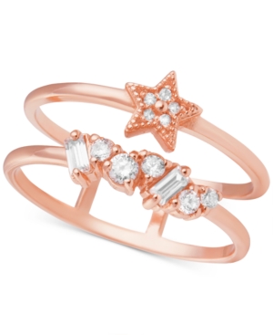 image of Olivia Burton Swarovski Crystal Celestial Double Band Statement Ring in Rose Gold-Plated Brass