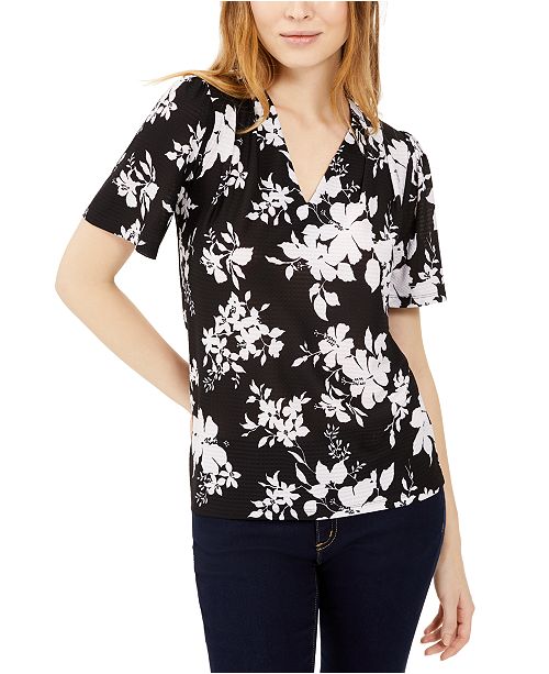 Michael Kors Tropical Shadow Flower Top Reviews Tops Macy S