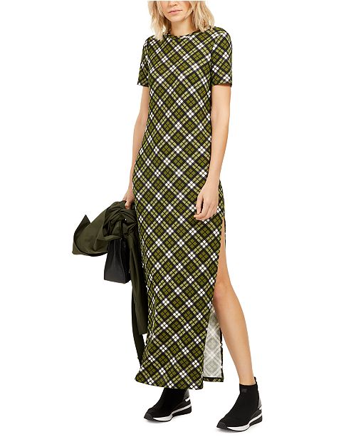 Michael Kors Plaid T Shirt Maxi Dress Reviews Dresses Macy S