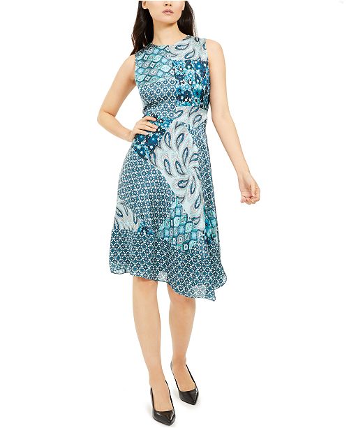 Elie Tahari Azure Mixed Print Dress Reviews Dresses Women