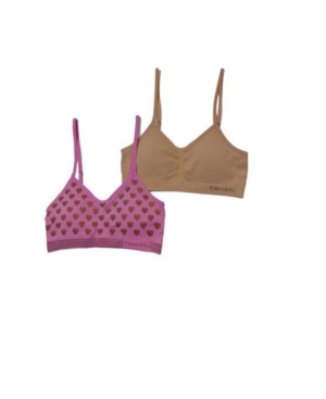 Tahari Girl Seamless 2-Pack Gold Foil Heart Bra with Removable Cups