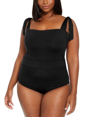 tie shoulder one piece swimsuit