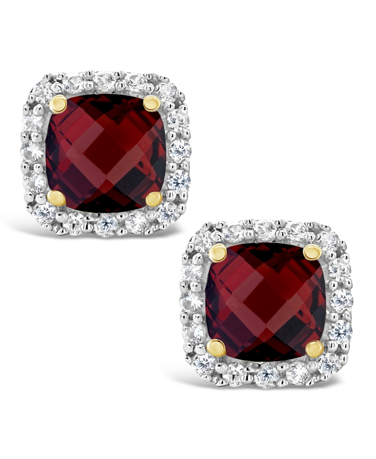 (1-1/2 ct. t.w.) and Lab Grown White Sapphire (1/5 ct. t.w.) Halo Stud Earrings in 10k Yellow Gold. Also Available in Amethyst (1 ct. t.w.) and
