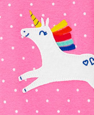 Carter's Baby Girls Dot-Print Unicorn Footed Pajamas