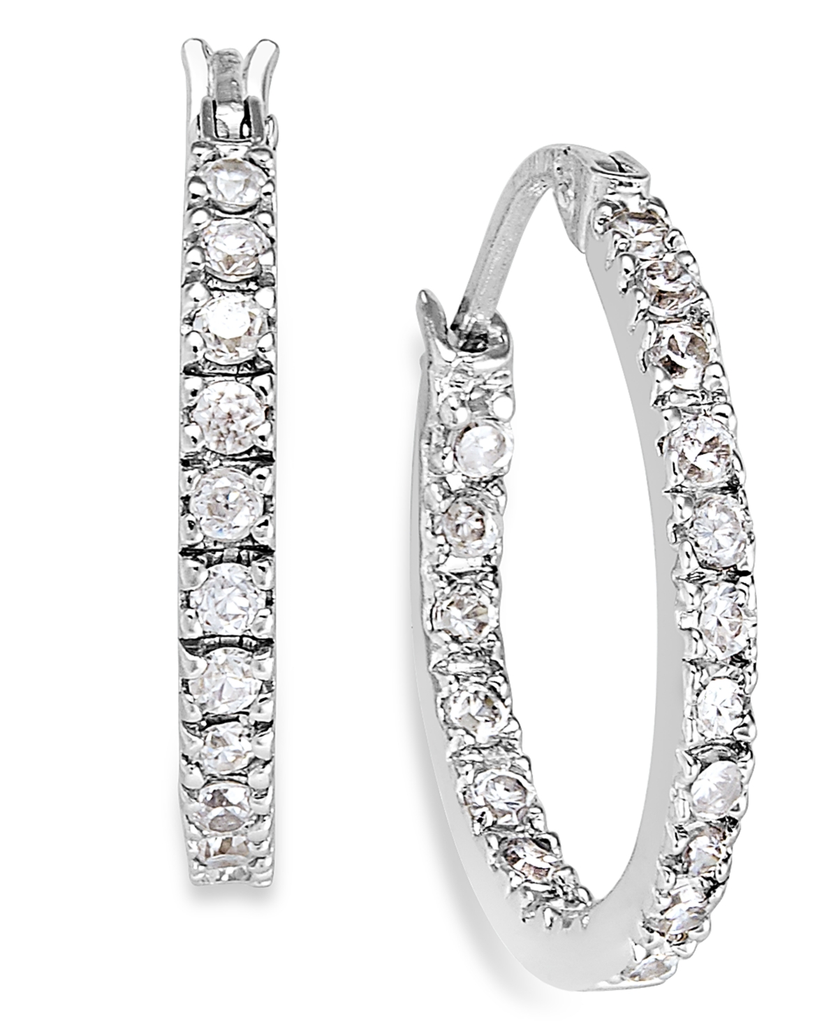 Giani Bernini Small Sterling Silver Earrings, Cubic Zirconia Hoop Earrings, 0.6", (3/4 Ct. T.w.) In Rose Gold Over Silver