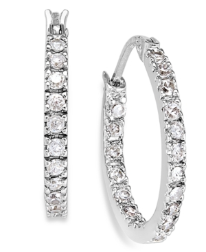 image of Giani Bernini Small Sterling Silver Earrings, Cubic Zirconia Hoop Earrings, 0.6