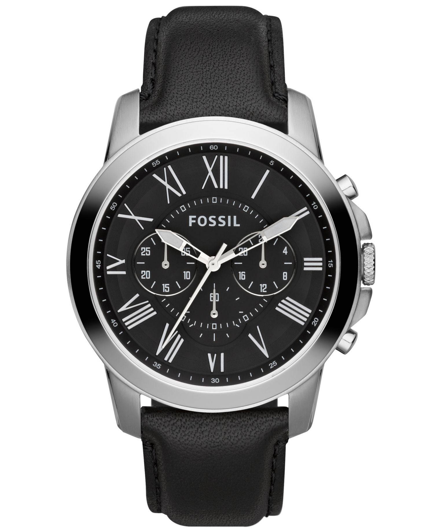 Men's Chronograph Grant Black Leather Strap Watch 44mm FS4812
