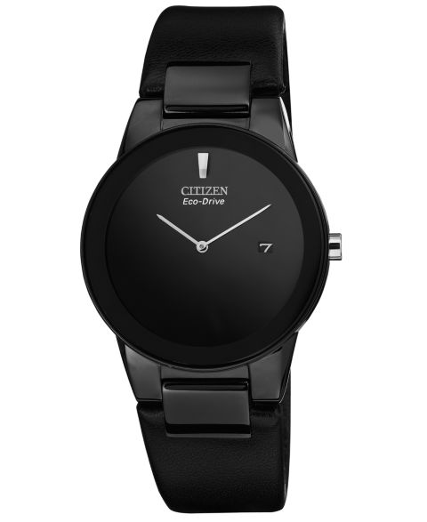 Мужские часы Citizen Eco-Drive Axiom Black Leather Strap Watch 40mm AU1065-07E