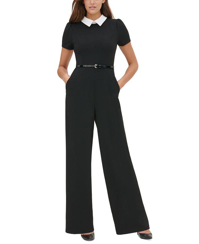 Tommy Hilfiger Collared Belted Jumpsuit - Macy's