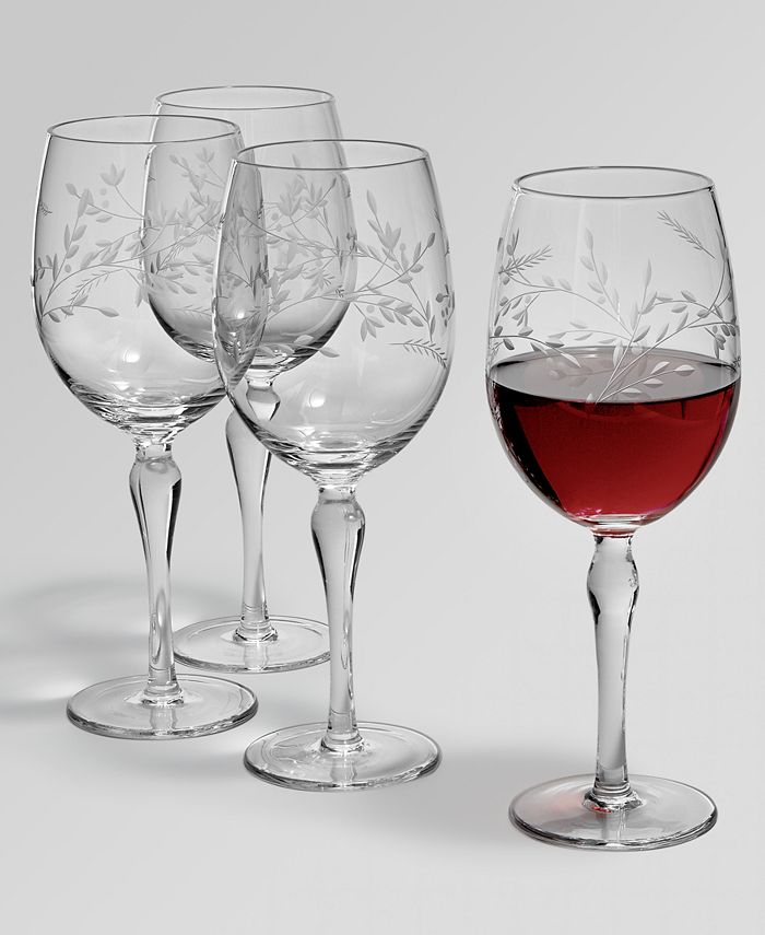 Hotel Collection Etched Floral Wine Glasses, Set of 4, Created for Macy