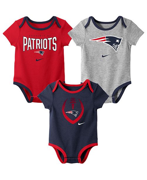 Nike Baby New England Patriots Icon 3 Pack Bodysuit Set