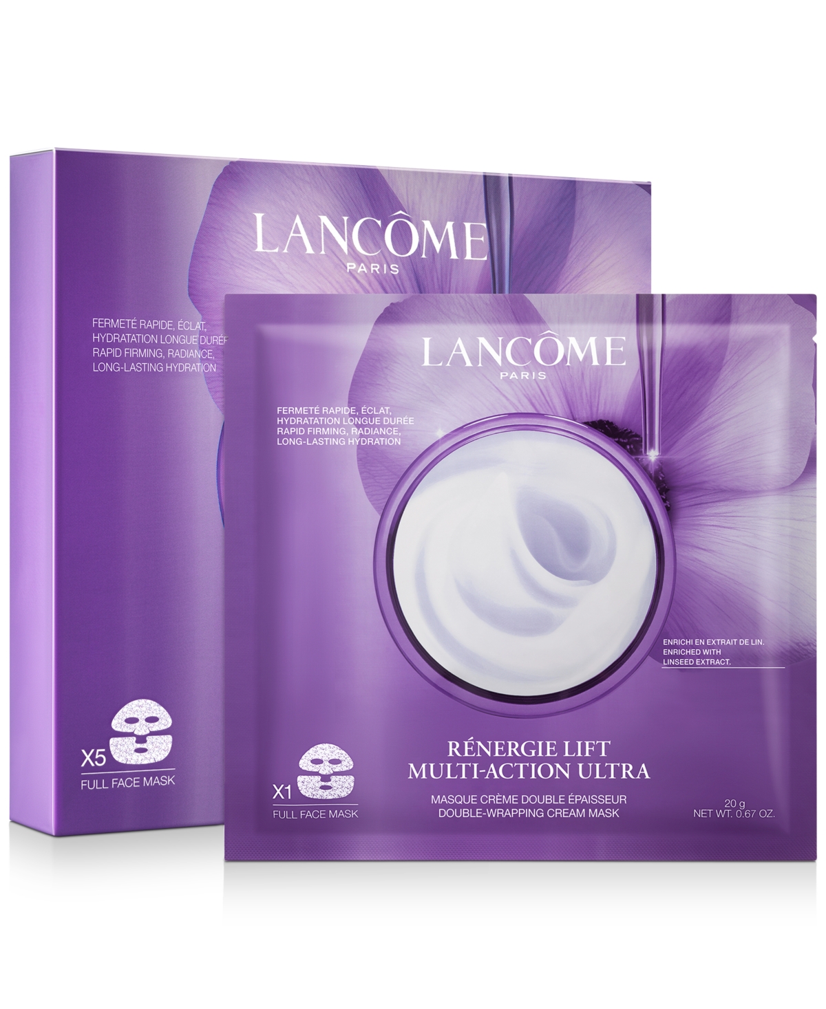 Lancome Renergie Lift Multi-Action Ultra Double-Wrapping Cream Face Mask, 5-Pk