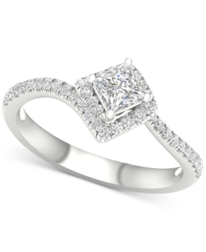 image of Diamond Princess Twist Engagement Ring (3/4 ct. t.w.) in 14k White Gold