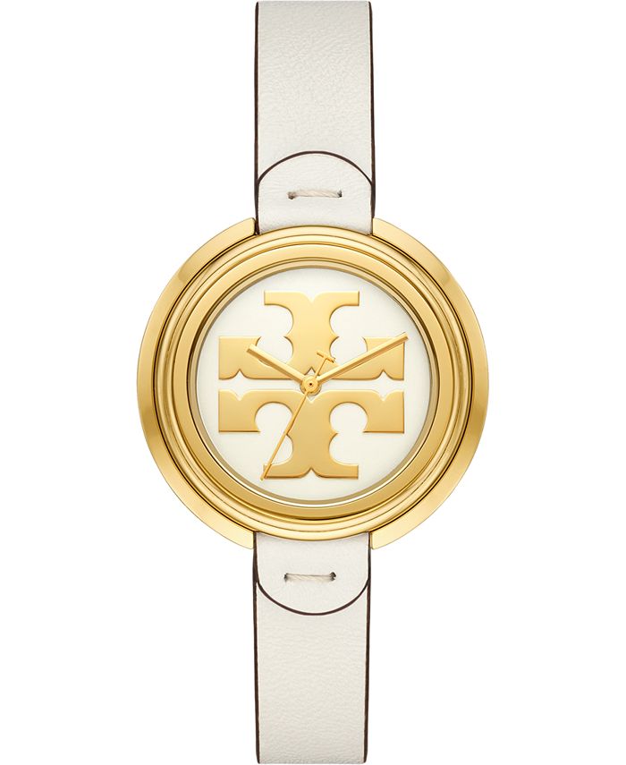Tory Burch Women's The Miller Ivory Leather Strap Watch 36mm - Macy's