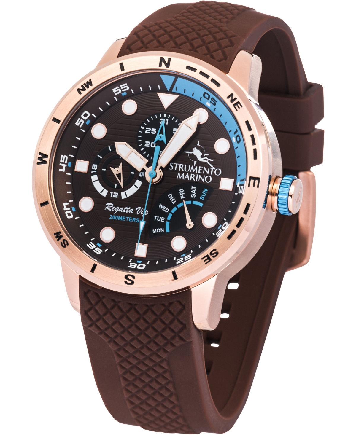 Shop Strumento Marino Men's Regatta Vip Day Retrograde Brown Performance Timepiece Watch 46mm