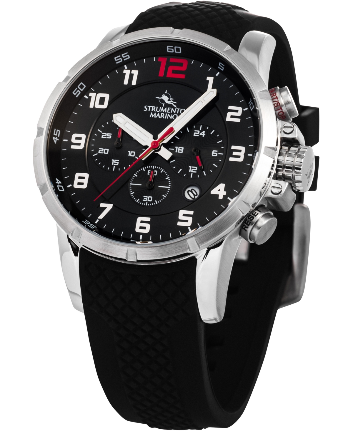 Shop Strumento Marino Men's Summertime Black Silicone Performance Timepiece Watch 46mm