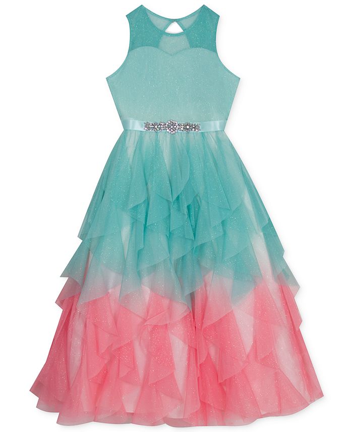 Rare Editions Big Girls Ombré Cascading Tulle Gown - Macy's