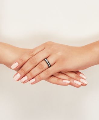 Black and White Diamond (3/4 ct. t.w.) band ring in Sterling Silver