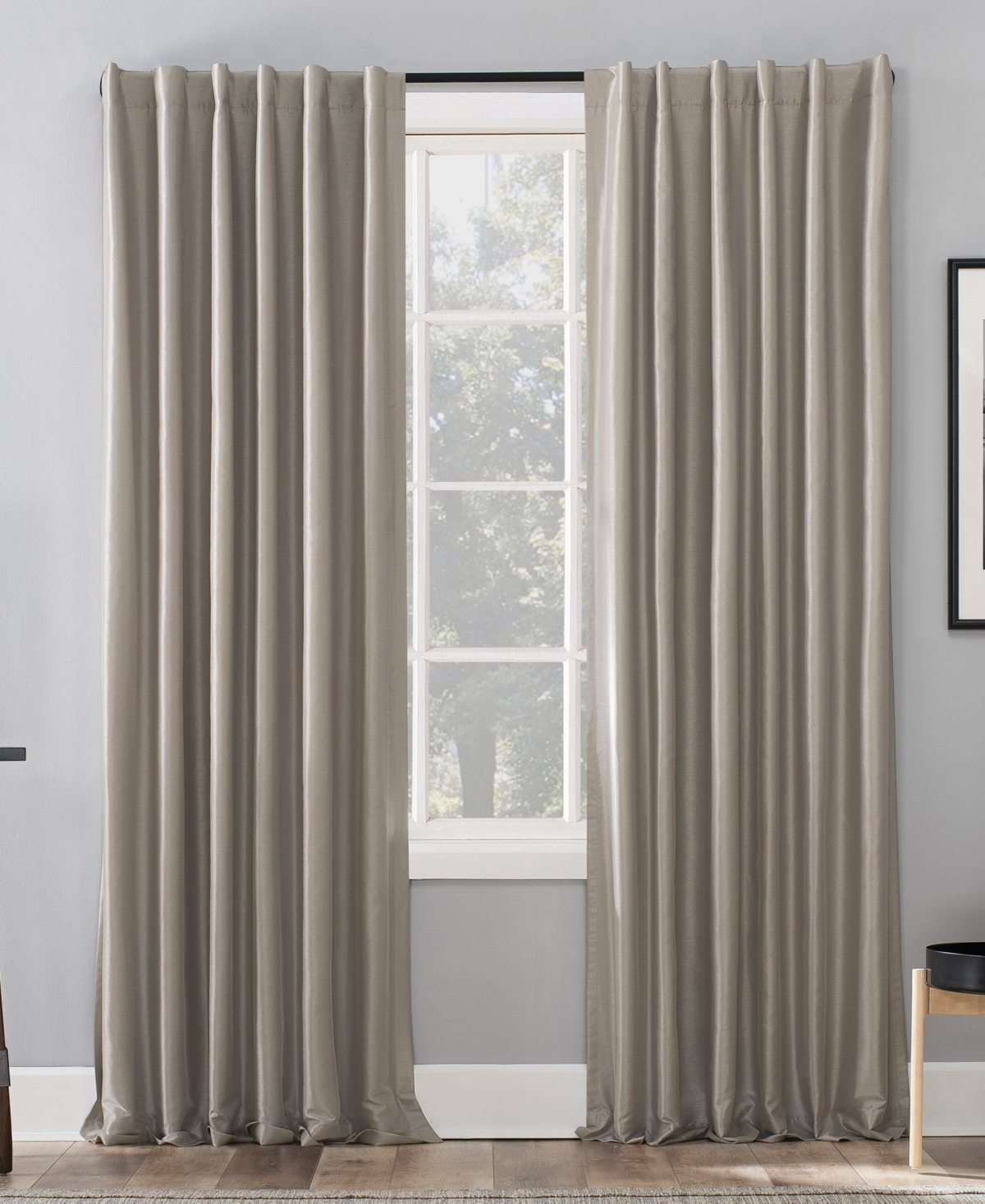 Sun Zero Evelina Faux Dupioni Silk Thermal Extreme 100% Blackout Back Tab Curtain Panel