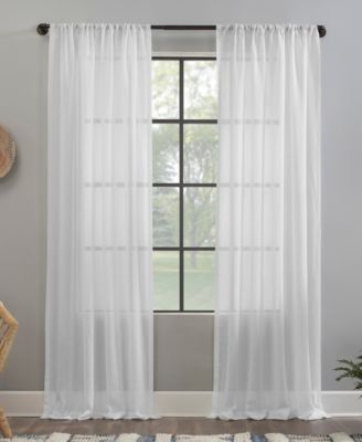 Clean Window Crushed Texture Anti Dust Sheer Curtain Collection In Ecru