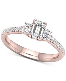 Diamond Emerald-Cut Engagement Ring (1 ct. t.w.) in 14k Rose Gold